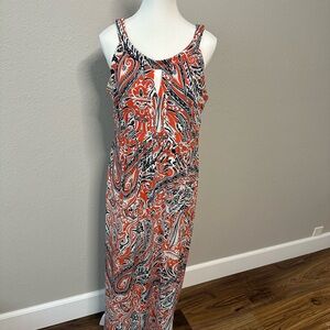Ann Taylor Orange and Blue Sleeveless Maxi Sundress